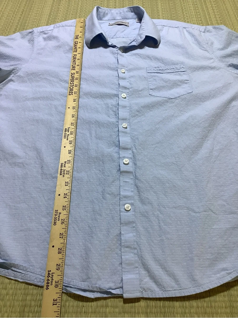James Campbell Classic Puckered Light Blue Men's Button-Up Shirt
